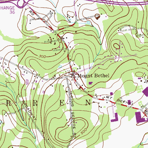 Topographic Map of Mount Bethel Baptist Church, NJ