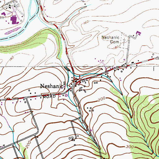 Topographic Map of Neshanic Reformed Church, NJ