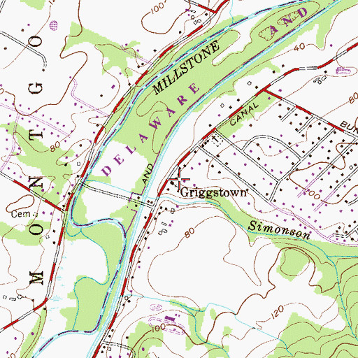 Topographic Map of Reformed Church of Griggstown, NJ