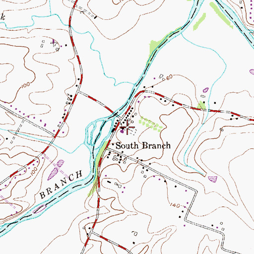 Topographic Map of South Branch Reformed Church, NJ