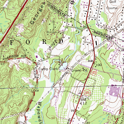 Topographic Map of Camp Clark, CT