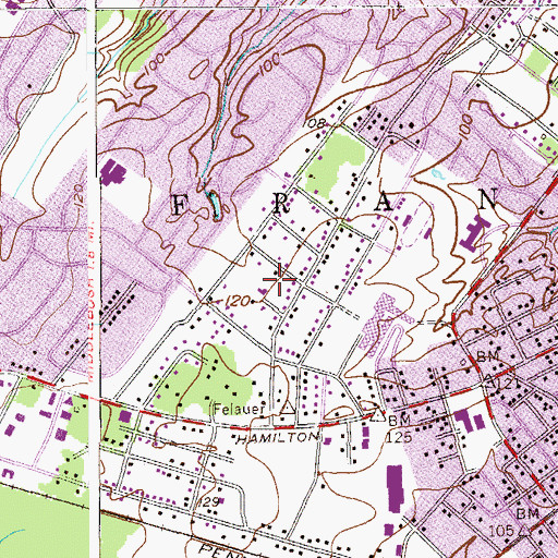 Topographic Map of Emanuel Baptist Church, NJ