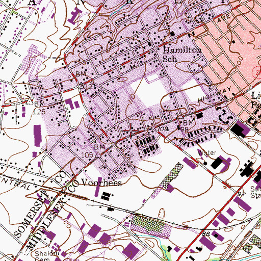 Topographic Map of First Baptist Church of Lincoln, NJ