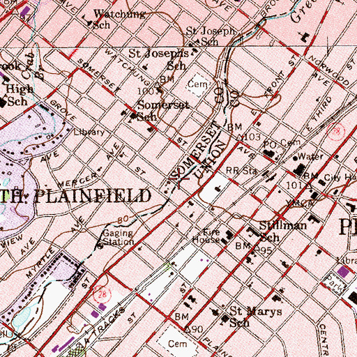 Topographic Map of Plainfield Spanish Seventh Day Adventist Church, NJ