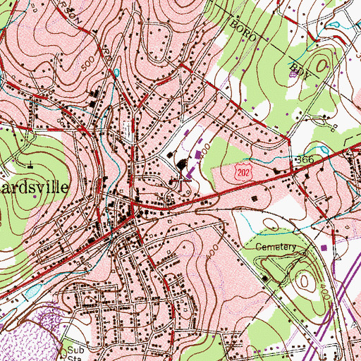 Topographic Map of Bernardsville United Methodist Church, NJ