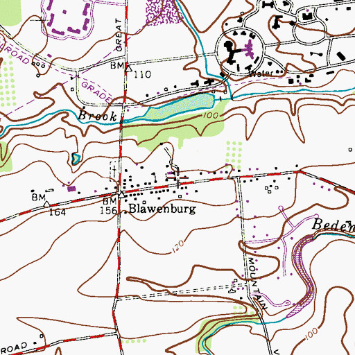 Topographic Map of Blawenburg Reformed Church, NJ