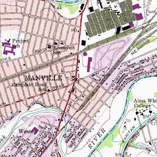 Topographic Map of Sacred Heart Catholic Church, NJ