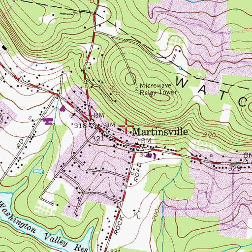 Topographic Map of Martinsville United Methodist Church, NJ