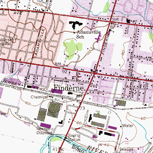 Topographic Map of Finderne Reformed Church, NJ