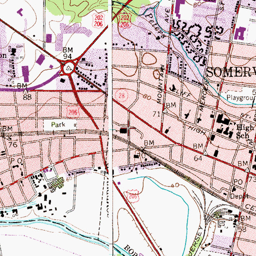 Topographic Map of Fourth Reformed Church, NJ