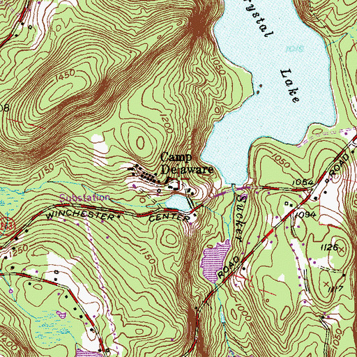 Topographic Map of Camp Delaware, CT