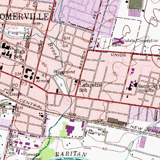 Topographic Map of Unitarian Universalist Church, NJ