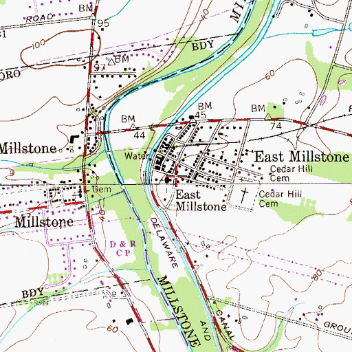Topographic Map of East Millstone Methodist Church, NJ
