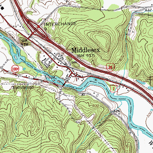 Topographic Map of Middlesex Town Hall, VT