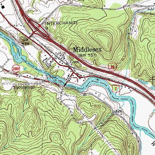 Topographic Map of Middlesex Volunteer Fire Department - Station 1, VT