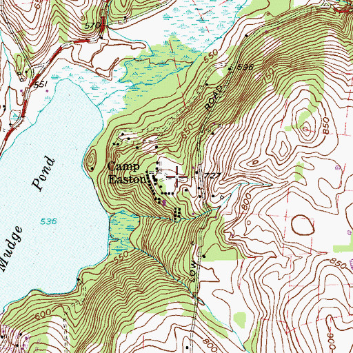 Topographic Map of Camp Easton, CT