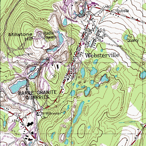 Topographic Map of Websterville Baptist Christian School, VT