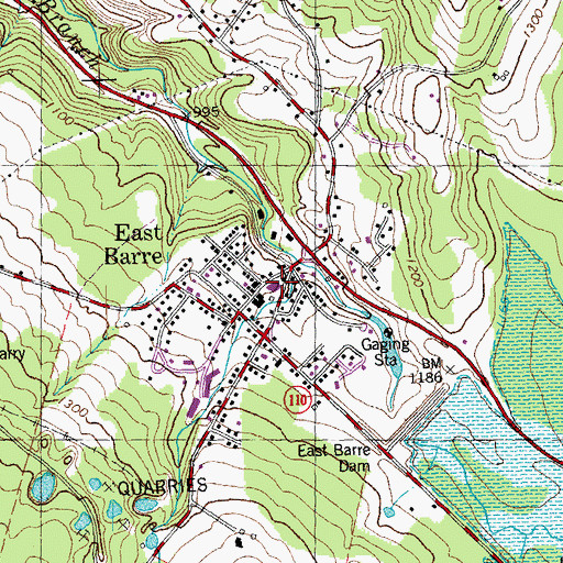Topographic Map of Barre Town Fire Department - East Barre Station, VT