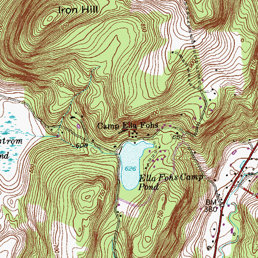 Topographic Map of Camp Ella Fohs, CT