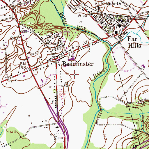 Topographic Map of Bedminster Township Elementary School, NJ