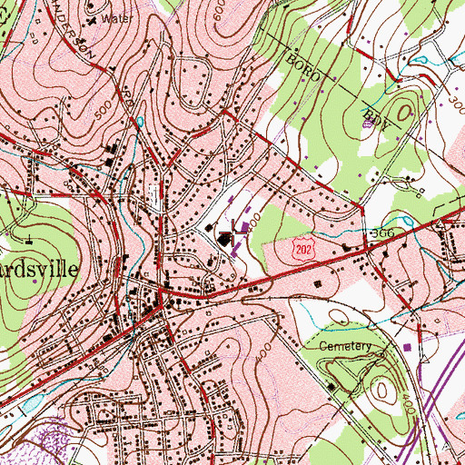 Topographic Map of Bernards High School, NJ