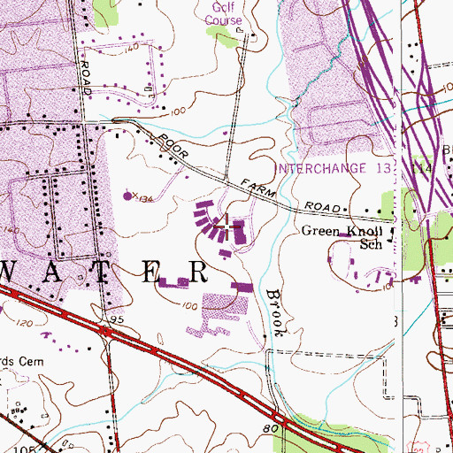 Topographic Map of Bridgewater Raritan High School, NJ