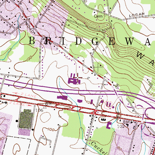 Topographic Map of Bridgewater Raritan Middle School, NJ