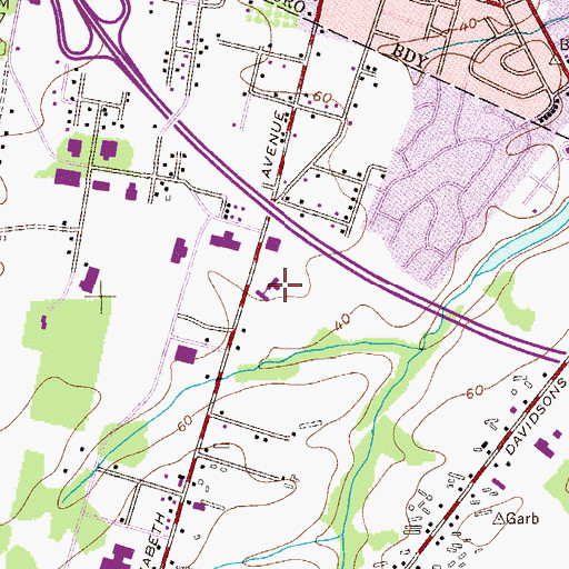 Topographic Map of Elizabeth Avenue Elementary School, NJ
