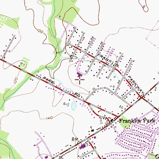 Topographic Map of Franklin Park Elementary School, NJ
