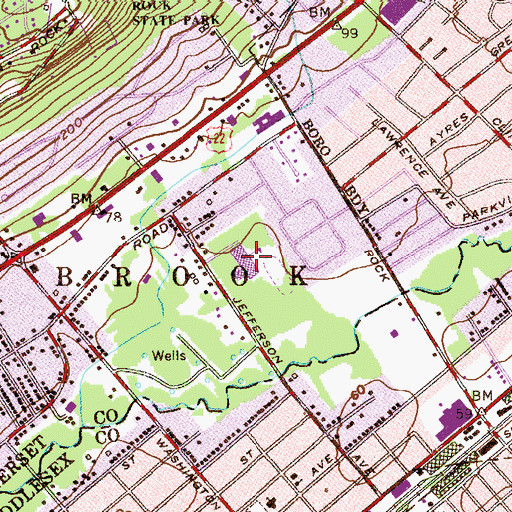 Topographic Map of Green Brook Middle School, NJ