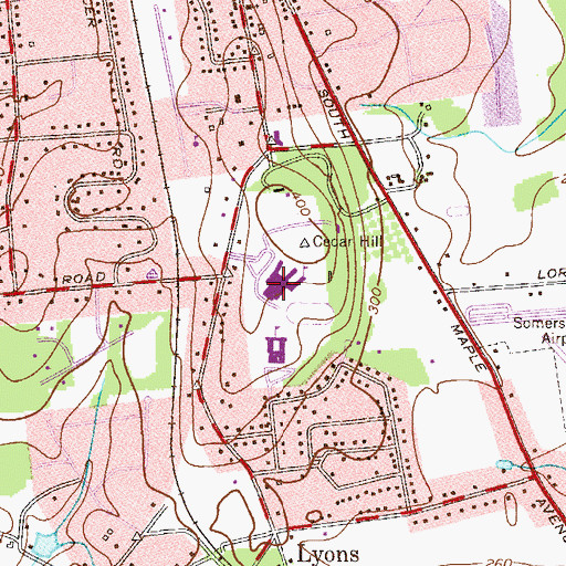 Topographic Map of Ridge High School, NJ