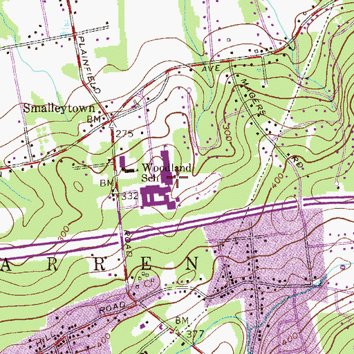 Topographic Map of Watchung Hills Regional High School, NJ