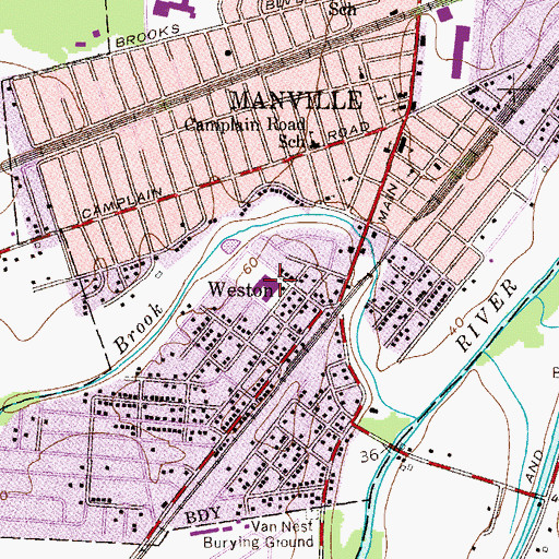 Topographic Map of Weston Elementary School, NJ