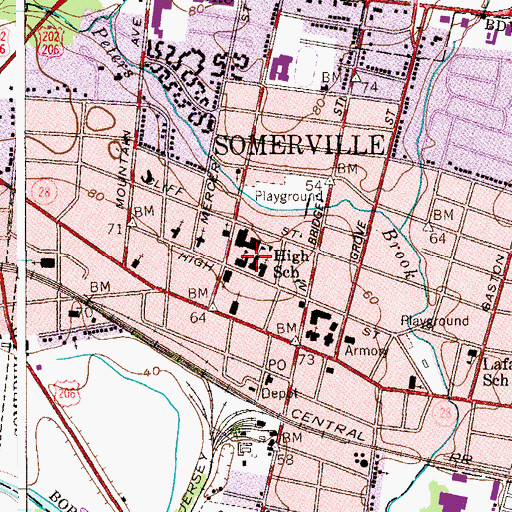 Topographic Map of Public School Number 2 (historical), NJ