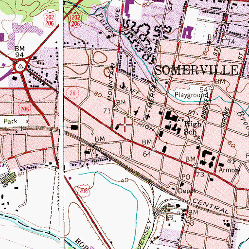 Topographic Map of First Church of Christ Scientist, NJ