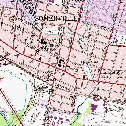 Topographic Map of First Reformed Church, NJ