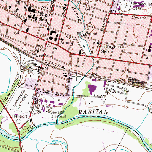 Topographic Map of Saint Paul's Baptist Church, NJ