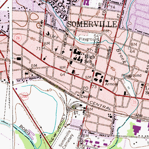 Topographic Map of Temple Beth Israel (historical), NJ