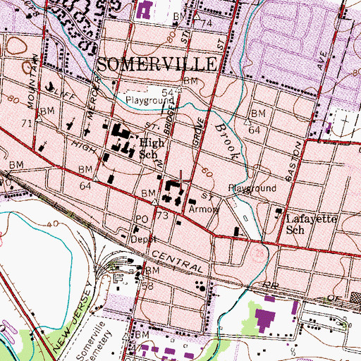 Topographic Map of Somerset County Administration Building, NJ