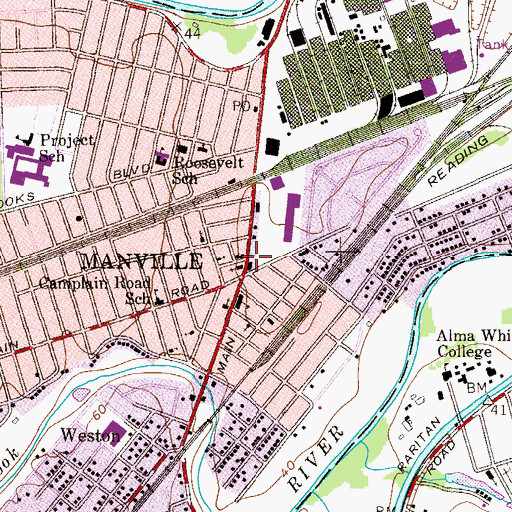 Topographic Map of Sacred Heart School (historical), NJ