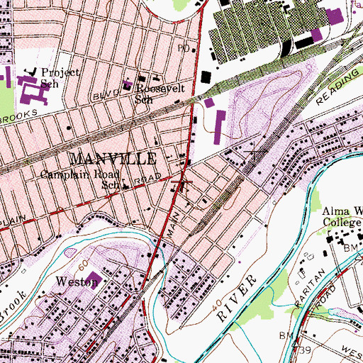 Topographic Map of Saint Mary's Catholic Church (historical), NJ
