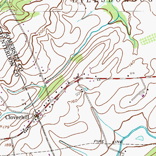 Topographic Map of Clover Hill School (historical), NJ