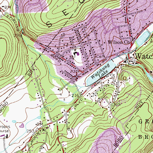 Topographic Map of Washingtonville, NJ