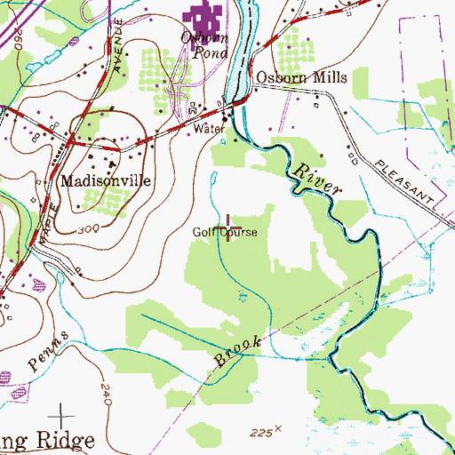 Topographic Map of Penn Brook Golf Course, NJ