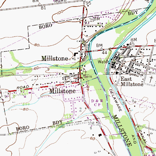 Topographic Map of Hillsborough Reformed Church at Millstone Cemetery, NJ