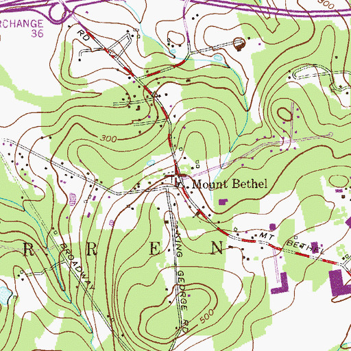 Topographic Map of Mount Bethel Cemetery, NJ