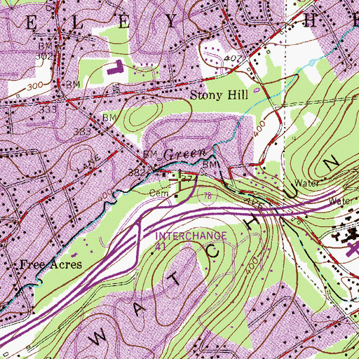 Topographic Map of Saint Mary's Roman Catholic Cemetery, NJ