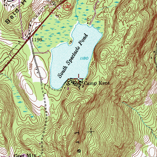 Topographic Map of Camp Kent, CT