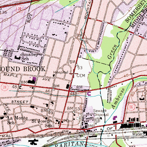 Topographic Map of Middlebrook Country Club, NJ