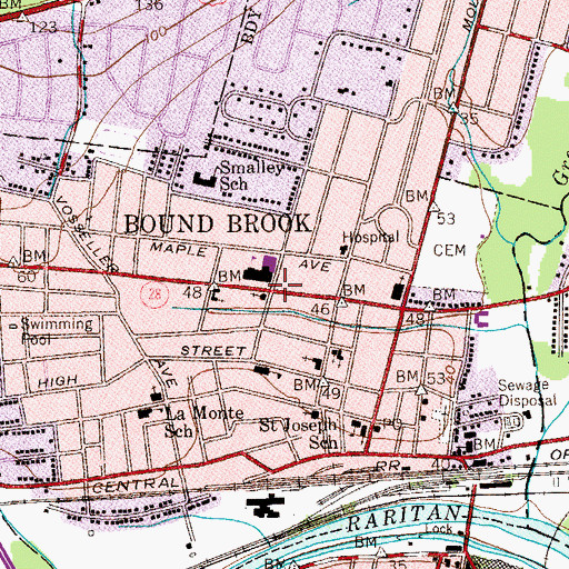 Topographic Map of Saint Johns Lutheran Church, NJ